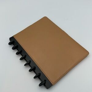 Levenger Circa Leather Foldover Notebook, junior size in saddle color no insert